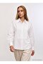 Women's White Ribbed Detailed Oversize Poplin Shirt - 2