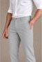 Men's Light Gray Classic Fabric Trousers Slim Fit Lycra Ankle Length Narrow Leg - 3