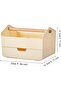 Desktop Organizer Storage Box with Drawer and Wooden Handle,Stationery and Accessory Holder Bin,Light Yellow - 4