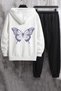 Unisex Butterfly Printed Tracksuit Set