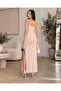 Women's Thin Strap U-Neck Ribbed Long Dress with Slit Detail - 3