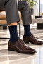 6-Piece Navy Blue Men's Business Bamboo Patterned Seamless Socks - Premium - 3