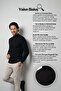 Men's Half Fisherman Black Sweater Knitwear Embossed Knit Solid Color Classic Fit - 5240B - 7