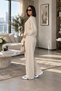 Women's Oversize Bat Sleeve Blouse and Wide Leg Pants Two-Piece Set - 2