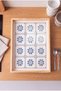 Rectangular Coffee Presentation, Engagement, and Serving Tray with Tile Star Motif - Natural Wooden Frame - 2