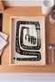 Black and White Ethnic Pattern - Rectangular Coffee Presentation, Engagement, and Serving Tray with Natural Wood Frame - 2