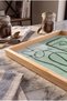 Water Green Single Line Abstract Art Natural Wood Framed Rectangular Coffee Presentation Engagement and Serving Tray - 5