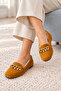 Women's Tan Stone Accessory Chain Plush Home Ballerinas 1 cm Byndvt04 - 3