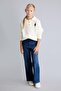 Relax Fit Polo Collar Ribbed Teddy Bear Embroidered Sweater for Girls I3600A826Wn - 2
