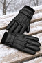 Men's Black Faux Leather Gloves Touch Screen Compatible - 6