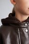 Faux Leather Look Covered Pocket Detachable Hood Jacket Coat Girls H1699A826Au - 4