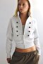 Cotton Loose Fit Long Sleeve Half Turtleneck Zippered Gray Melange Napoleon Jacket I2409Ax26Au - 3