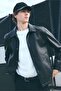 Waterproof Regular Fit Polo Collar Lined Faux Leather Coat with Snap Closure Pockets H2233Ax26Au
