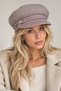 Women's Angora Furry Brooch Detail Cap Hat - Wool Textured - 3