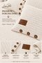 100% Cotton Single Pique-Bedspread Set Cream Knitted Patterned 1 Pillowcase and 1 Throw Pillow Cover - 3