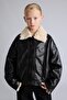 Polo Collar Plush Lining Faux Leather Coat Girls G9351A826Au - 3