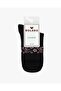 Women's Premium Seamless Bamboo Socks with Floral Design in Black