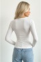 White Round Neck Blouse Oversize Body Darkalıp Soft Touch Cotton Rib Long Sleeve Blouse - 2