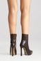 Women's Zippered Platform Heeled Boots Pileras Brown Patent Leather - 8