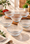 6-Piece Glass Bowl Breakfast Bowl Jam Bowl Snack Bowl Striped Presentation Bowl - 2