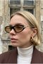 Bottevia Ultra Light Uv400 Filtered Women's Cat Eye Gold Black Framed Orange Sunglasses - 3
