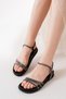 Zri̇n-1001-1100 Premium Black Platinum Stone Daily Women's Sandals - 5