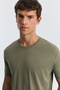 Khaki Regular Fit Modal Technical Fabric Men's T-Shirt - 4