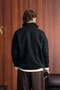 Men's Half Zipper Stand Collar Cotton Knit Sweater Black - 5