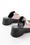 Zri̇n-574 Premium Beige Patent Leather Wedge Heel Women's Slippers - 5
