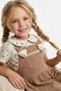 My Little One's Teddy Bear Rose Appliqué Salopet Dress 2-Piece Set for Girls - Brown - 2
