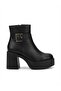 Lonji premium black platform heeled boots 8 cm