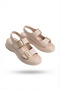 Kaji high quality beige double buckle thick sole sandals - 5