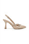 Tetti Open Back Belt Detailed Beige Patent Leather Heeled Shoes 9 cm - 5