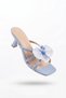 Zri̇n-622 Premium Baby Blue Orchid Detailed Thin Heeled Women's Slippers - 8