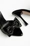 Zri̇n-49 Exclusive Black Patent Leather Bow Detailed 11 cm Heeled Women's Slippers - 4