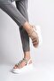 Riley thin buckled stone striped orthopedic thick sole women's sandal - white - 4