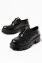 Zri̇n-754 Premium Black Crocodile Lace-Up Orthopedic High-Sole Loafer - 7
