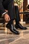 Men's Genuine Leather Lace-Up Neolite Sole Black Classic Shoes - 6