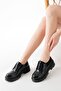 Zri̇n-754 Premium Black Crocodile Lace-Up Orthopedic High-Sole Loafer - 4