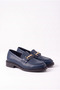 Women's Special Design Elegant Buckle Detailed Navy Blue Loafer Shoes