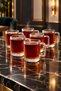 Set of 6 Square Handled Glass Tea Cups |   Origami Striped Glass with Handle - 2