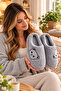 Fluffy Teddy Bear Patterned Women's Home Slippers Winter Wool Slippers Soundproof Wool Inside Daily Comfortable Slippers