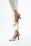 Women's Cream Patent Leather Pointed Heeled Shoes - 5