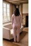 Women's Winter Plus Size Curve Embroidered Patterned Collar Buttoned Long Sleeve Pajama Set - 4