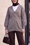 Lace-Like Knit Floral Embroidered Buttoned Knitwear Cardigan - Earthy