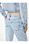Buttoned Regular Waist Cotton Stonewashed Straight Leg Jean Trousers with Pockets - Straight Jeans - 3