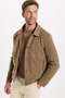 Men's Slim Fit Slim Fit Double Pocketed Snap Closure Pack Brown Coat - 4