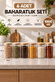 Vacuum Bamboo Lid Borosilicate Glass Jar Set - 6-Piece 1000 ml Food Storage Container (10X15 cm)