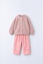Girl's 100% Cotton Oversize Knitwear Cardigan Vintage Washed Trousers 2-Piece Set - 2