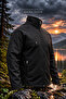 Softshell Waterproof Jacket with Fleece Inside Windproof Winter Men's Coat Black - 3